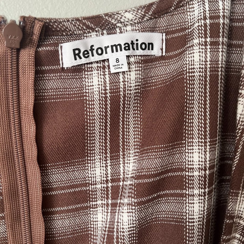 Reformation Brown Plaid Dress - Picture 8 of 8
